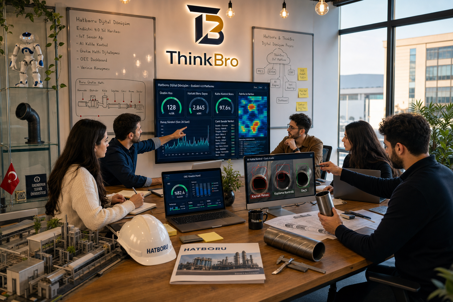 ThinkBro ekibi Hatboru için Endüstri 4.0 dijital dönüşüm çözümleri üzerinde çalışırken