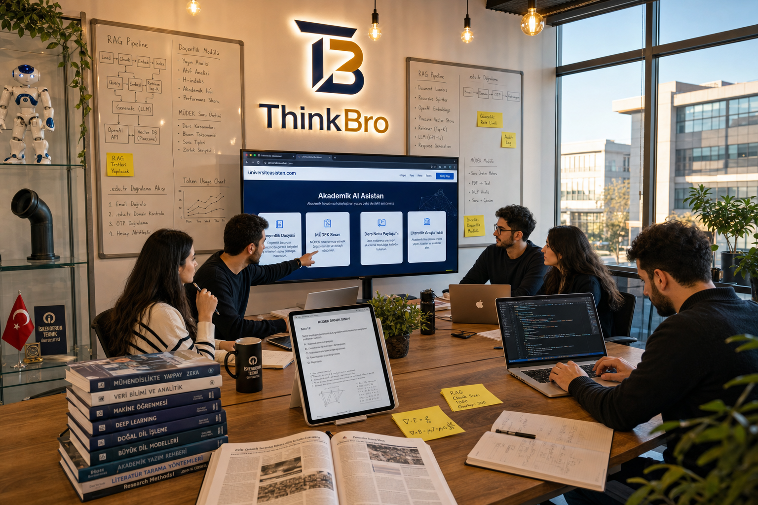 ThinkBro ekibi Akademik AI Asistan platformu (universiteasistan.com) üzerinde çalışırken
